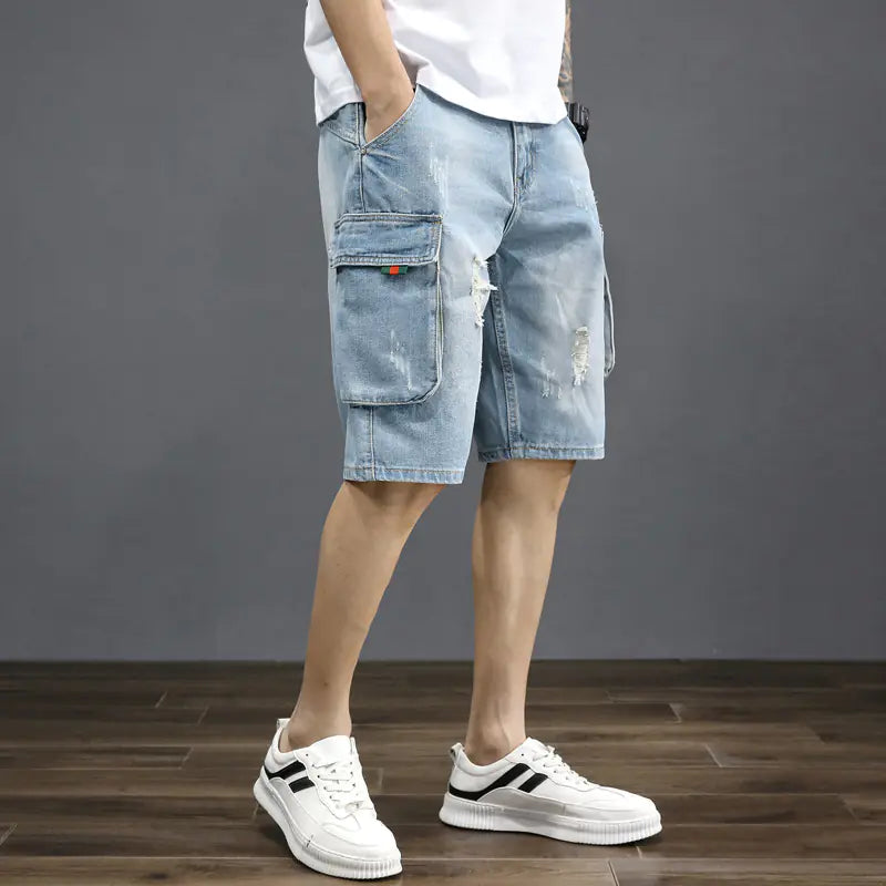 Men’s Summer Thin Denim Shorts – Lightweight & Breathable