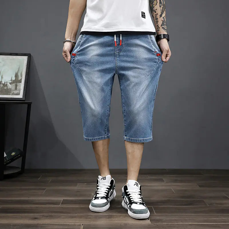 Men’s Loose Fit Denim Shorts – Korean Street Style | VibeWear