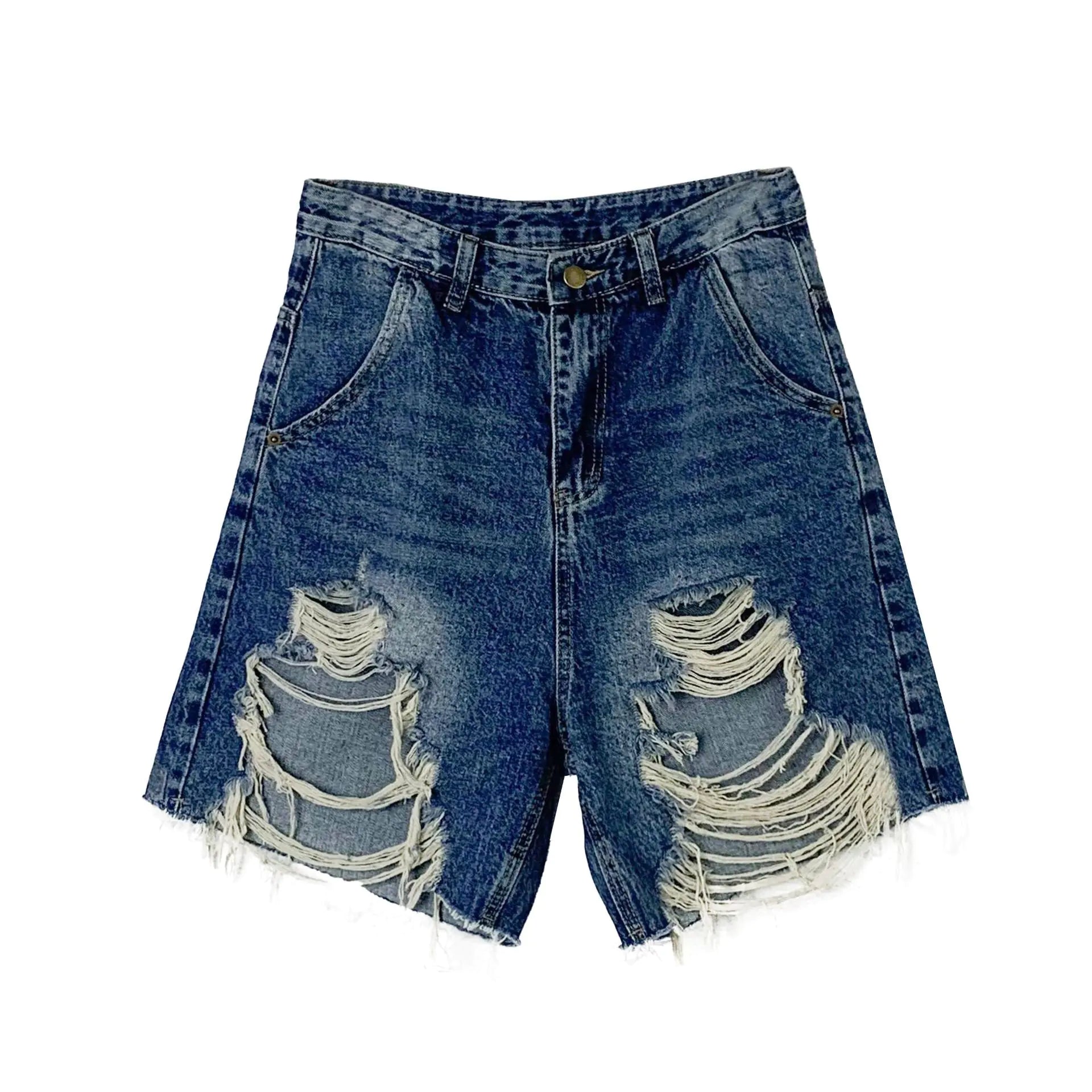 Retro Ripped Wide-Leg Jeans for Women – Relaxed Fit | VibeWear