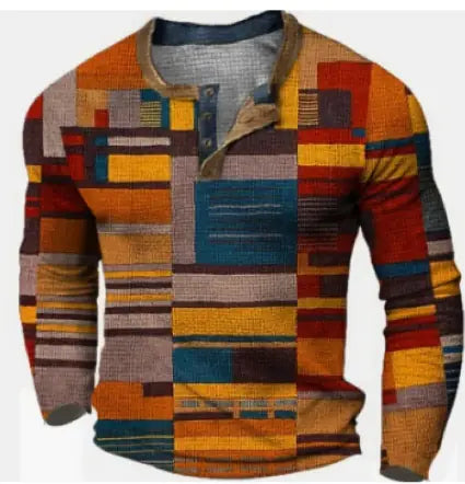 VibeWear Patchwork Long Sleeve Shirt – Autumn Retro Style