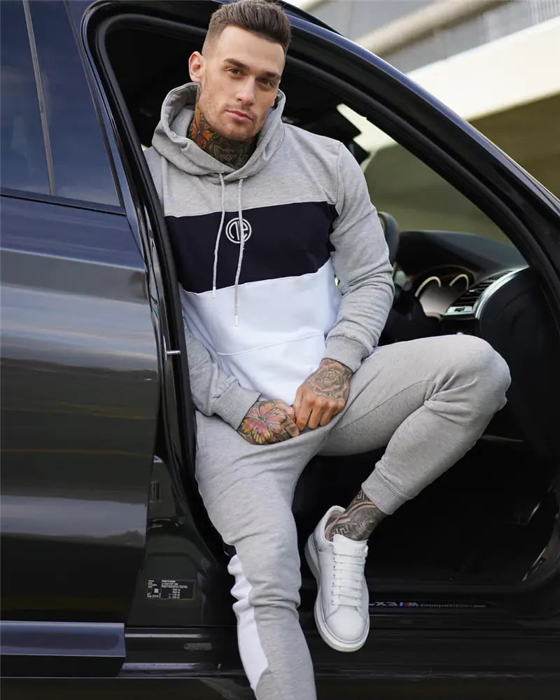 VibeWear Contrast Color Hooded Fitness Suit