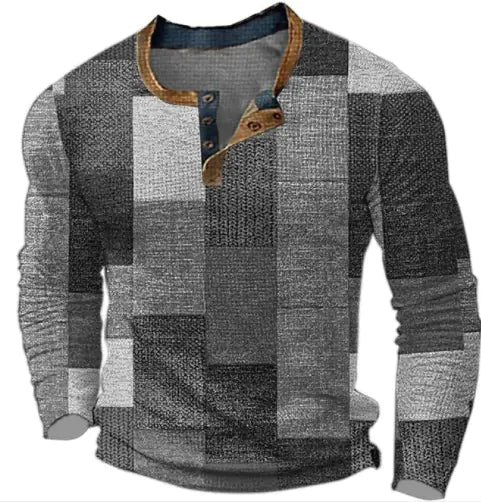 VibeWear Patchwork Long Sleeve Shirt – Autumn Retro Style