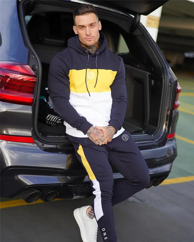 VibeWear Contrast Color Hooded Fitness Suit
