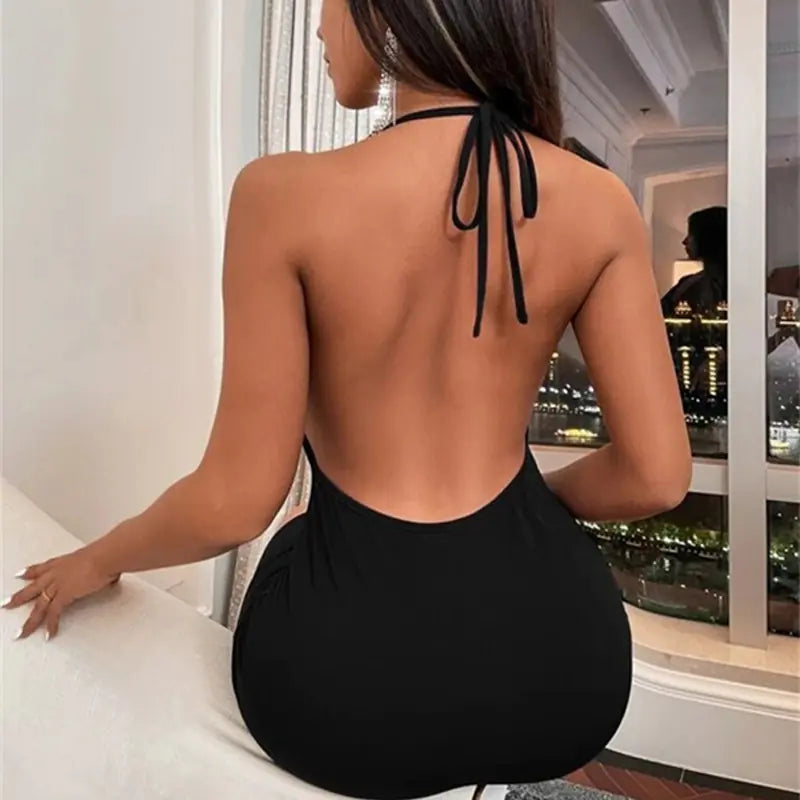 🖤💙 VibeWear™ Elegant Halter Dress – Women’s