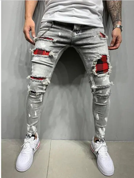 Men’s Painted Ripped Jeans – Streetwear Style | VibeWear
