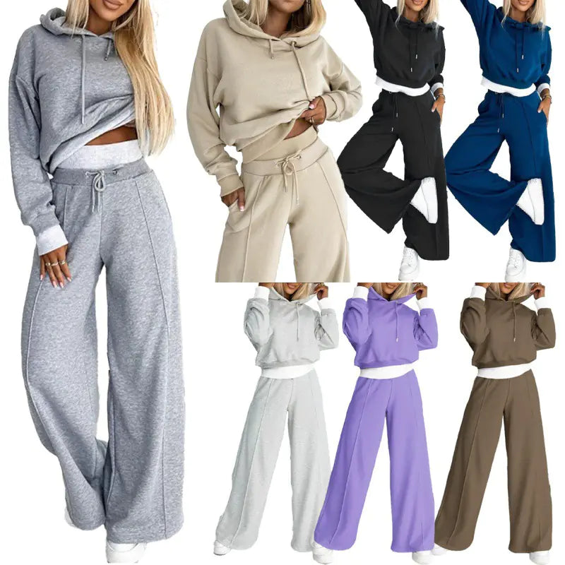 VibeWear™ Cozy Two-Piece Hoodie Set – Women’s