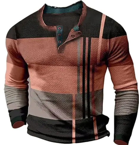 VibeWear Patchwork Long Sleeve Shirt – Autumn Retro Style