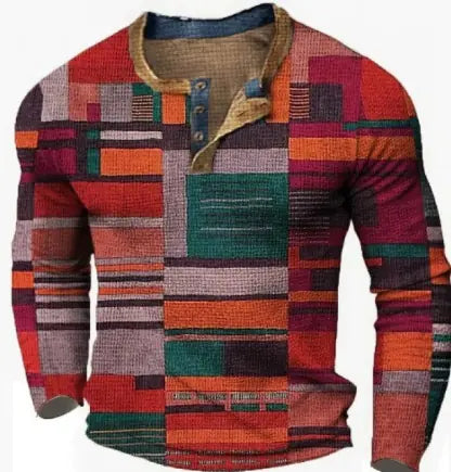 VibeWear Patchwork Long Sleeve Shirt – Autumn Retro Style