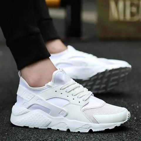 VibeWear Men’s Sport Sneakers – All-White Running & Casual Shoes
