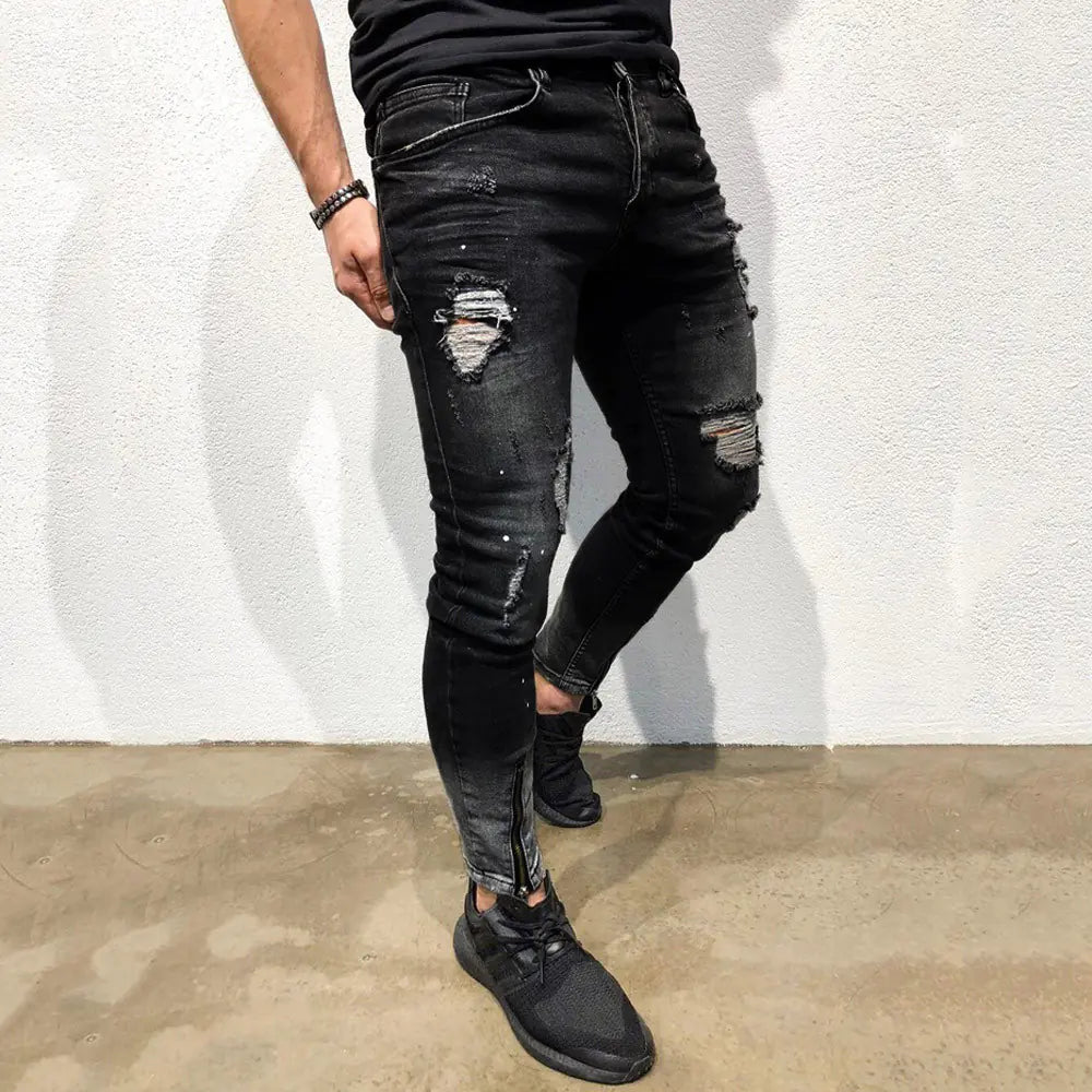 VibeWear Black Ripped Jeans