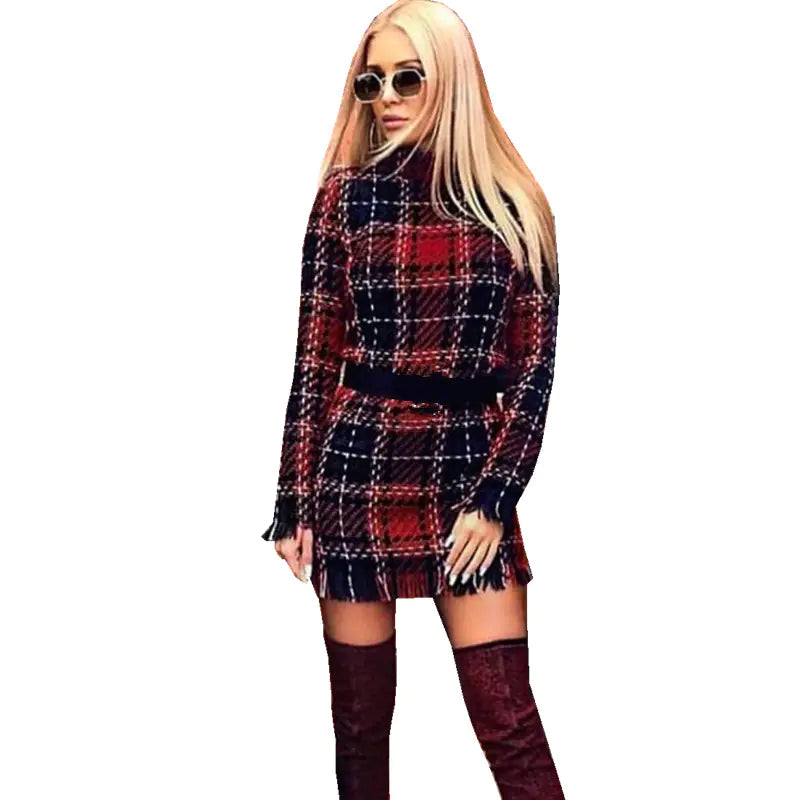 VibeWear™ Plaid Mini Dress – Women’s