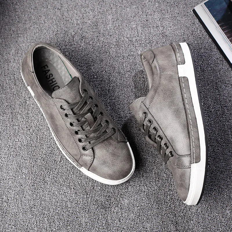 VibeWear Black Leather Casual Sneakers – Everyday Urban Edge