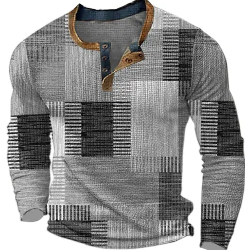 VibeWear Patchwork Long Sleeve Shirt – Autumn Retro Style