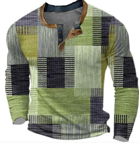 VibeWear Patchwork Long Sleeve Shirt – Autumn Retro Style
