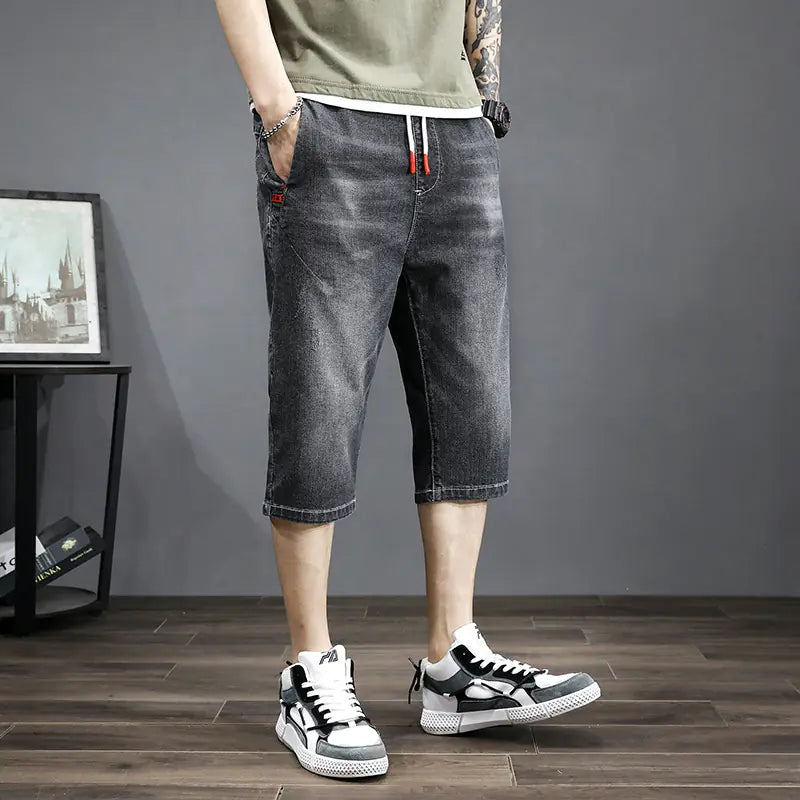 Men’s Loose Fit Denim Shorts – Korean Street Style | VibeWear