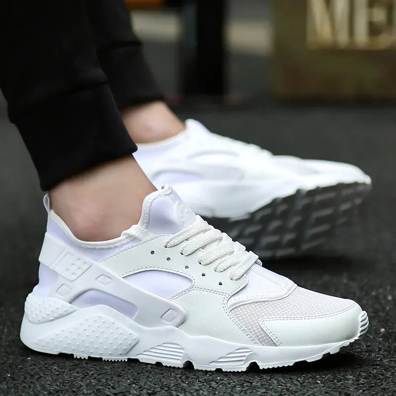 VibeWear Men’s Sport Sneakers – All-White Running & Casual Shoes
