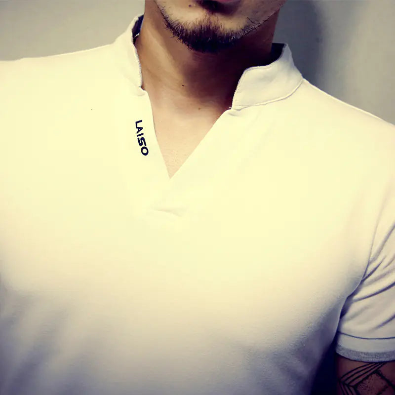 Men’s Summer Muscle Fit Polo-Style T-Shirt (4XL–5XL)