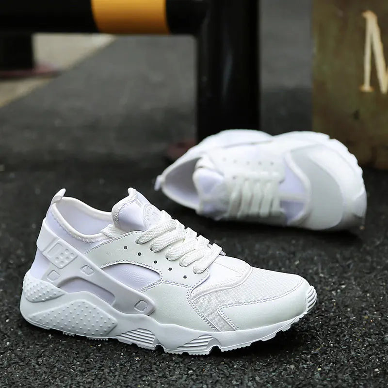 VibeWear Men’s Sport Sneakers – All-White Running & Casual Shoes