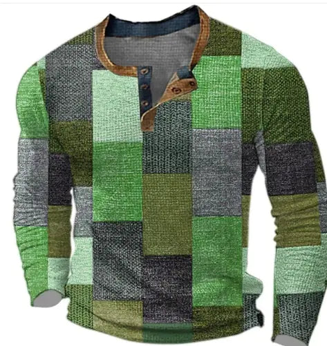 VibeWear Patchwork Long Sleeve Shirt – Autumn Retro Style